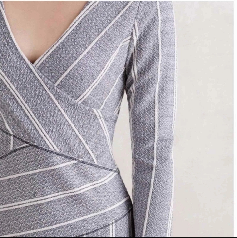 Anthropologie Maeve Amelia Column Stripe Faux Wrap Dress Sz.S - Picture 2 of 7